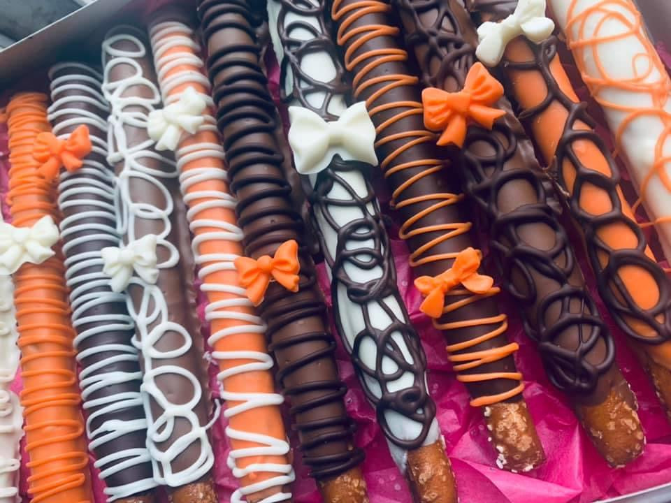 12ct CHOCOLATE DIPPED PRETZEL RODS