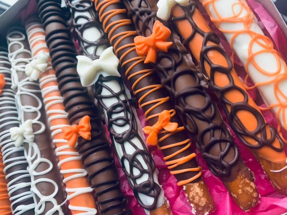 12ct CHOCOLATE DIPPED PRETZEL RODS